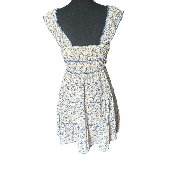 Japna Blue Beige Floral Ruched Sundress – Size M – Summer Boho Chic - Picture 5 of 6